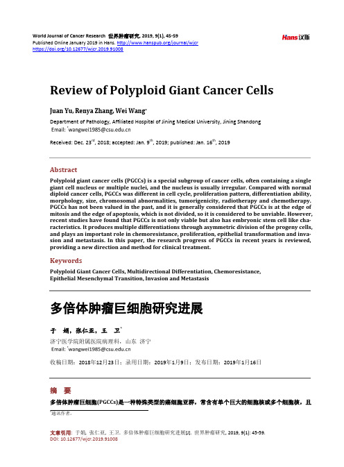 多倍体肿瘤巨细胞研究进展