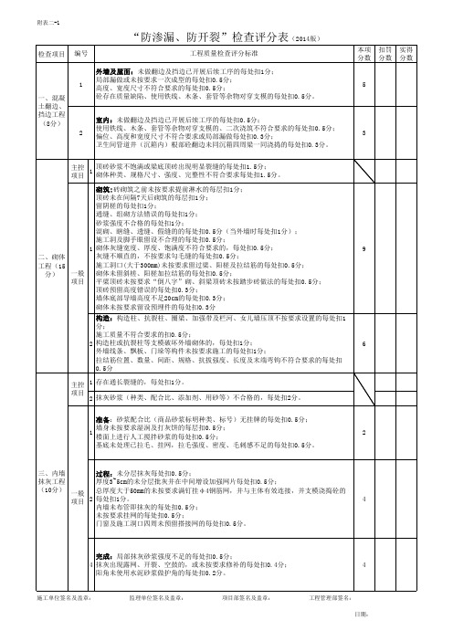 3、附表二：“防渗漏、防开裂”检查评分表(2014版)