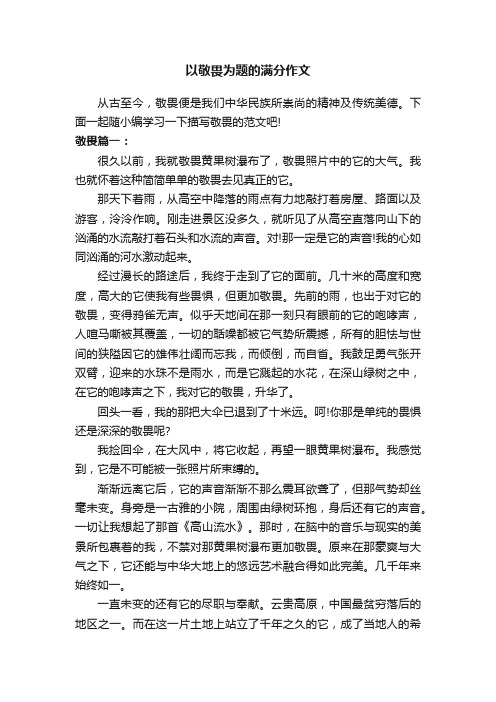 以敬畏为题的满分作文