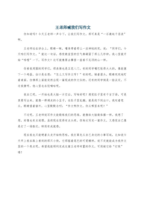 王老师喊我们写作文