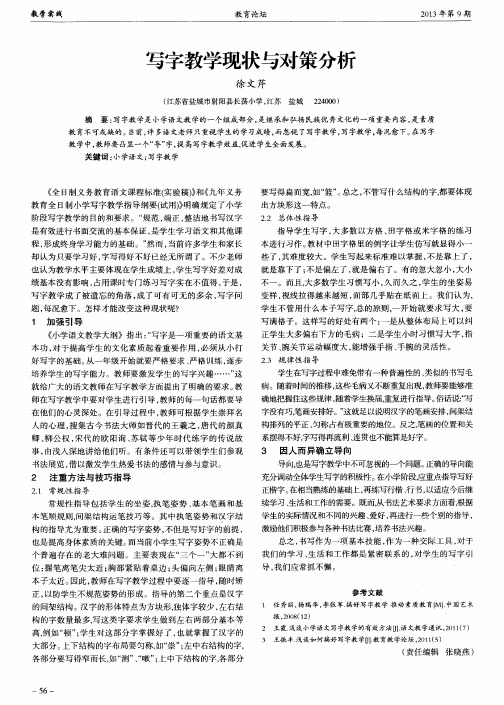 写字教学现状与对策分析