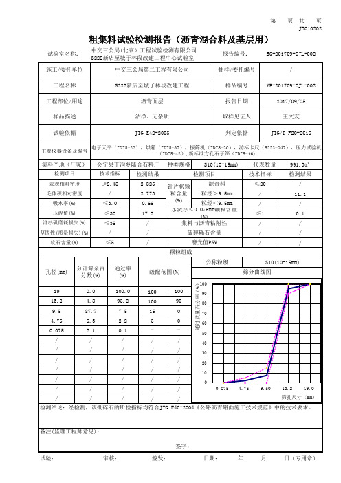 YP-201707-CJL-001粗集料10-15 沥青随机程序