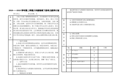 第七章力单元教学计划