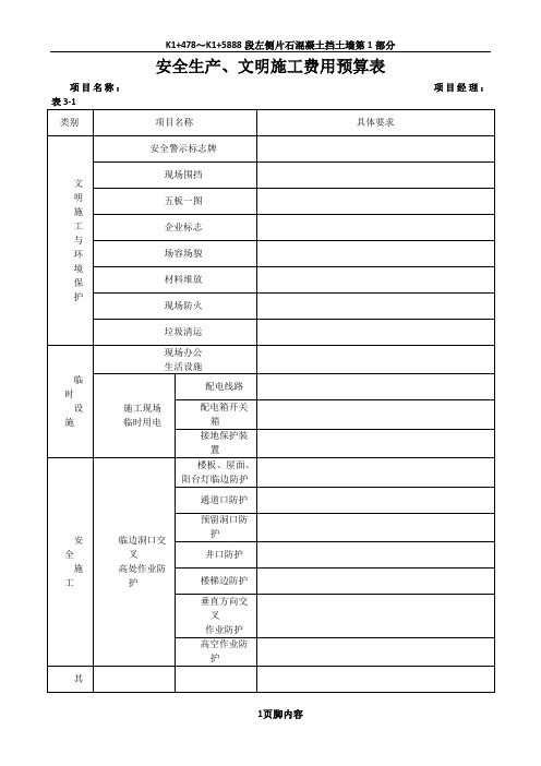 3-1安全生产、文明施工费用预算表