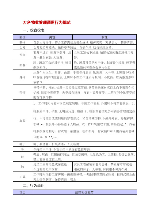 万科物业管理通用行为规范