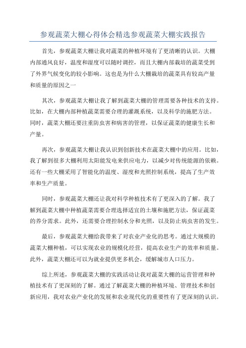 参观蔬菜大棚心得体会精选参观蔬菜大棚实践报告