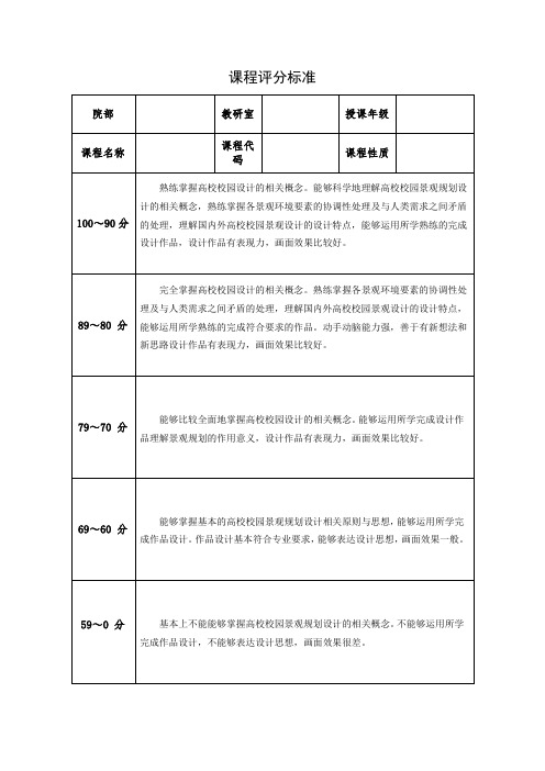 《高校校园景观规划设计》课程标准