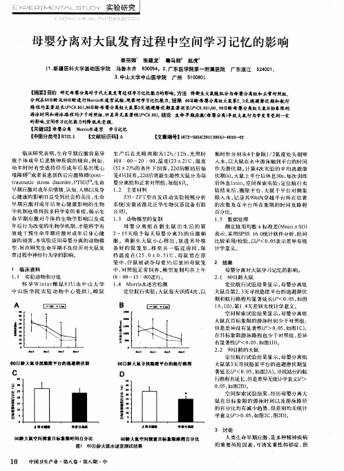 母婴分离对大鼠发育过程中空间学习记忆的影响