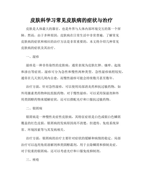 皮肤科学习常见皮肤病的症状与治疗