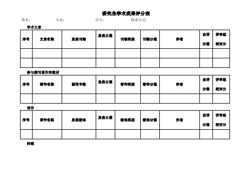 研究生学术成果评分表