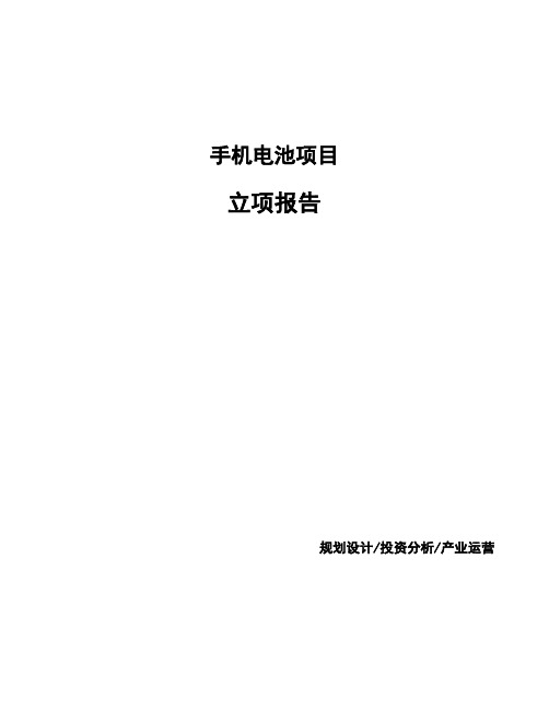 手机电池项目立项报告