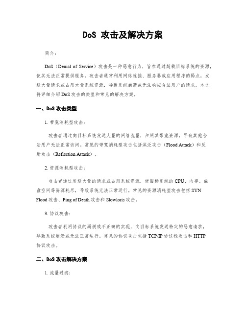 DoS 攻击及解决方案