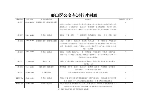 彭山区公交车运行时刻表