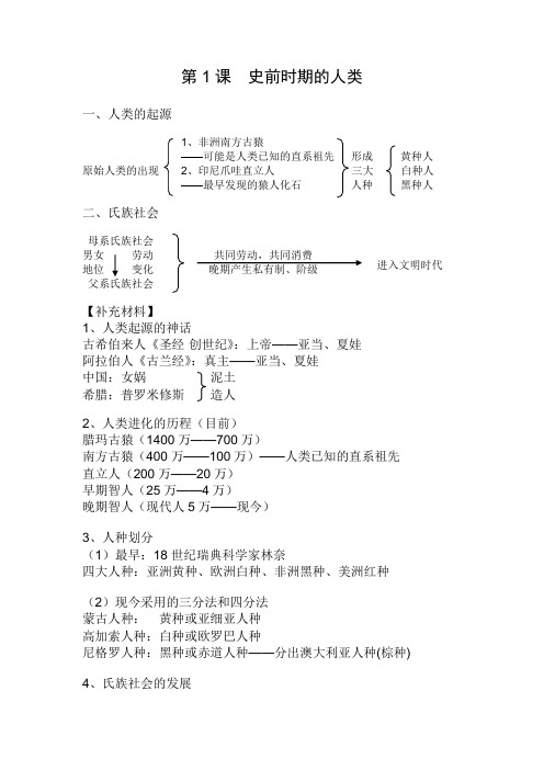 第1课 史前时期的人类教案