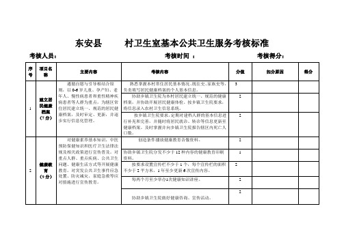 村卫生室基本公共卫生服务考核标准(供各乡镇卫生院参考)