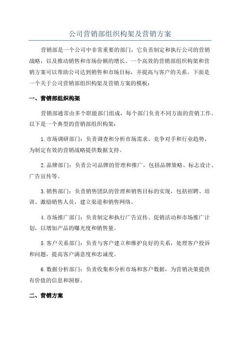 公司营销部组织构架及营销方案