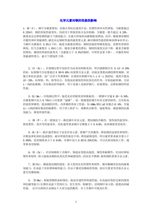 化学成分对钢材性能的影响