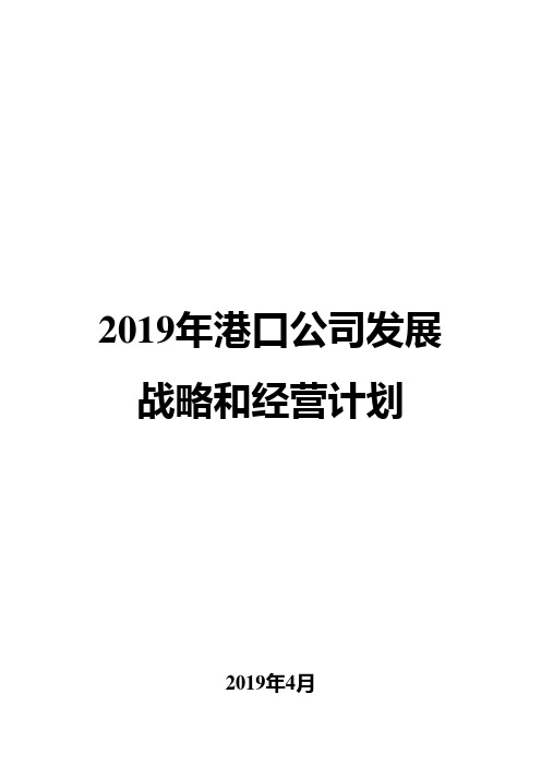 2019年港口公司发展战略和经营计划