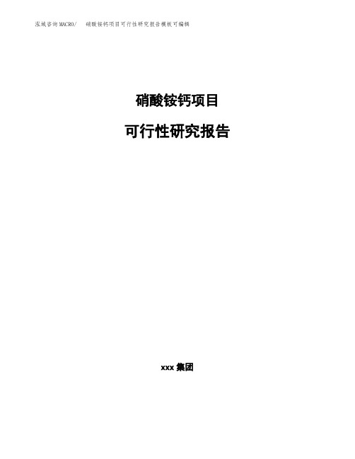 硝酸铵钙项目可行性研究报告模板可编辑