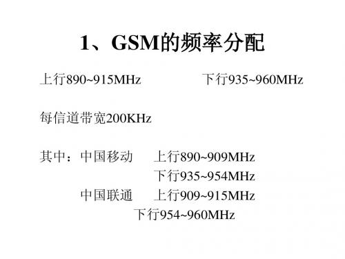 GSM常用技术指标