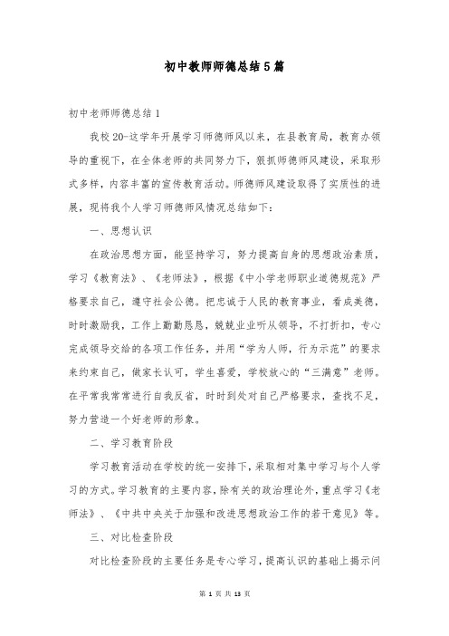 初中教师师德总结5篇