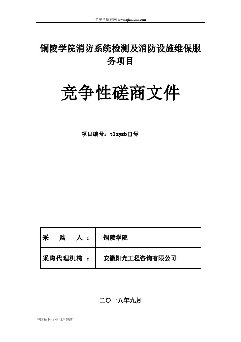 消防系统检测及消防设施维保服务项目竞争性磋商文件招投标书范本