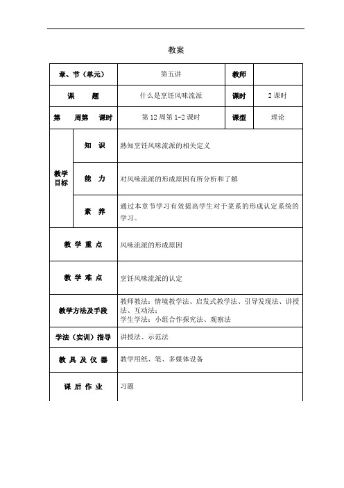 烹饪概论教案15第五讲 什么是烹饪风味流派