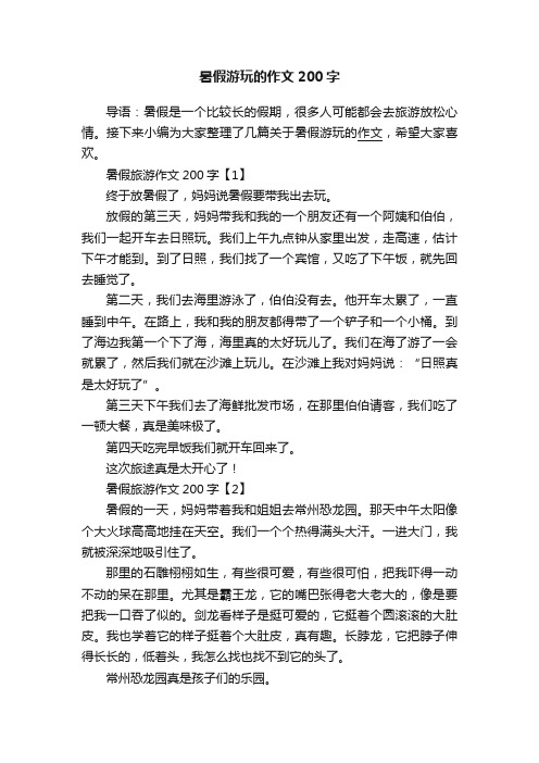 暑假游玩的作文200字