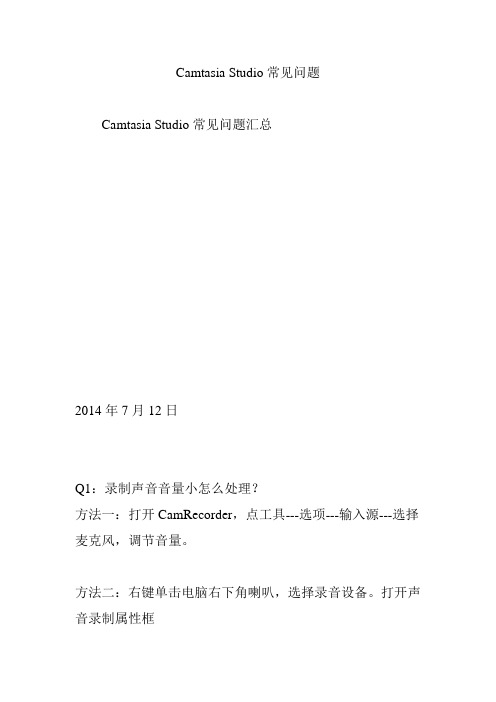 Camtasia Studio常见问题