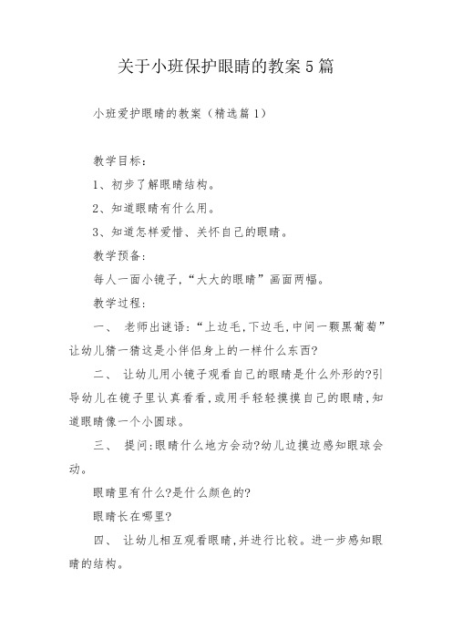 关于小班保护眼睛的教案5篇