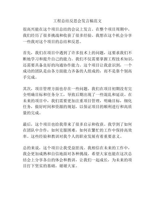 工程总结反思会发言稿范文