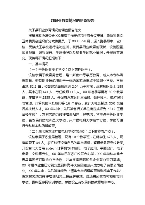 县职业教育情况的调查报告