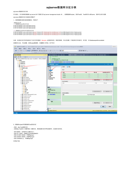 sqlserver数据库分区分表