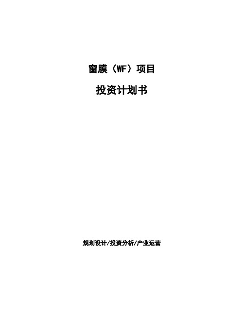 窗膜(WF)项目投资计划书