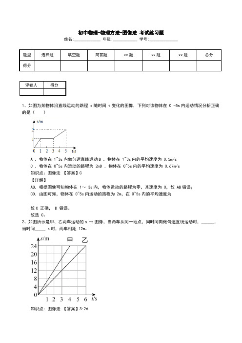 初中物理-物理方法-图像法 考试练习题