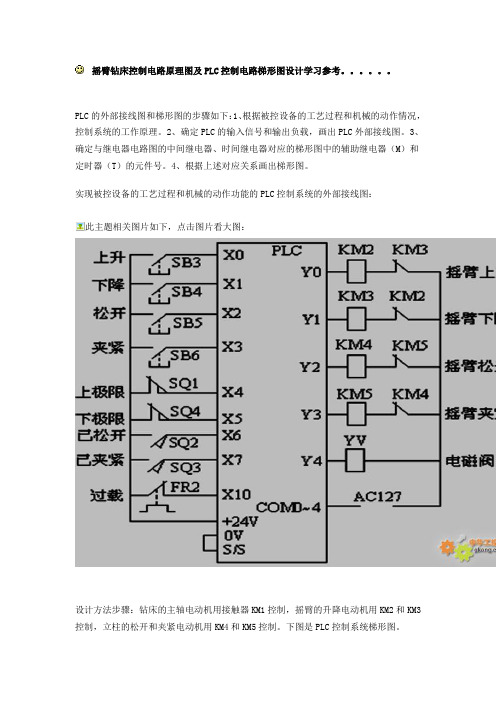 摇臂钻床控制电路原理图及PLC控制电路梯形图设计学习参考