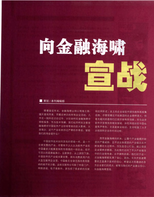 向金融海啸宣战：经济变局下的中国软件产业七大趋势