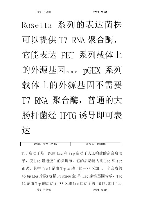 常用pGEX载体图谱之欧阳历创编