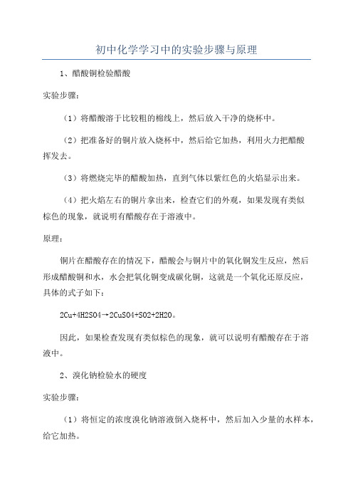 初中化学学习中的实验步骤与原理