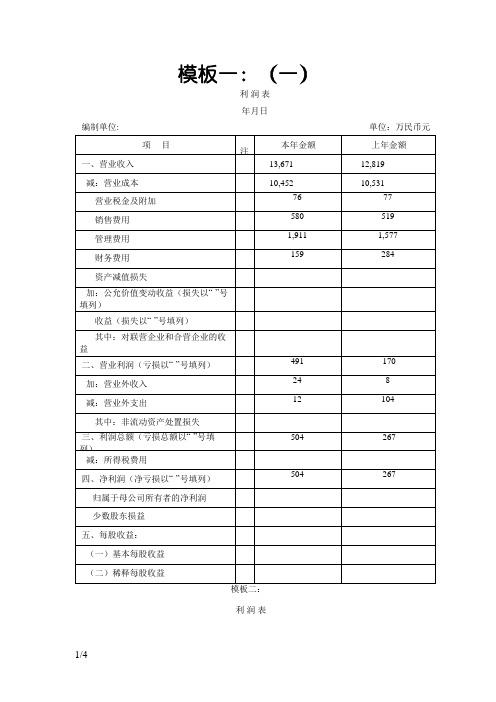 利润表(3种模板)