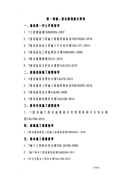 建筑工程常用规范图集整理汇总