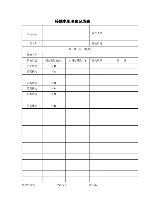 接地电阻测验记录表(模板格式)