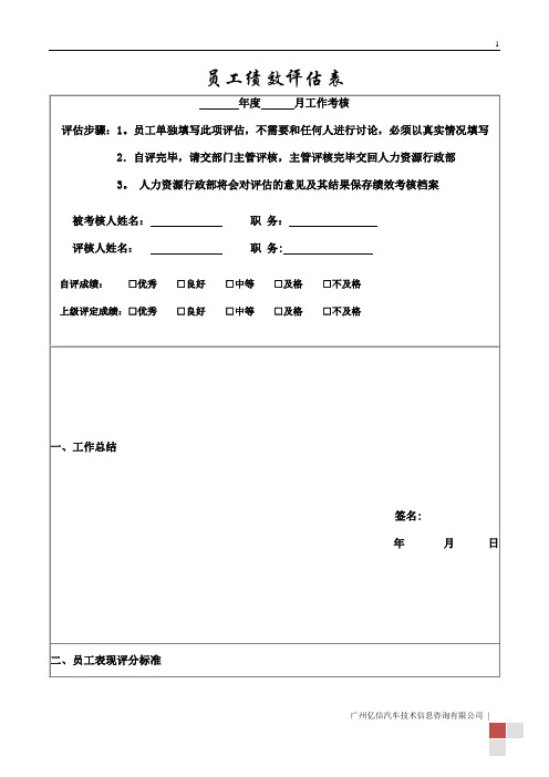 年度员工综合考核表