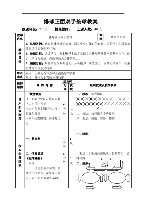 初中体育_3排球教学设计学情分析教材分析课后反思