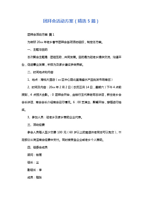 团拜会活动方案(精选5篇)