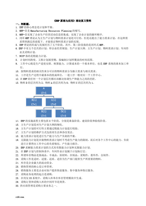 ERP原理与应用期末理论复习资料