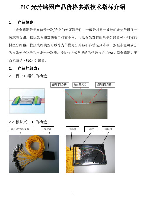 PLC光分路器产品价格参数技术指标介绍