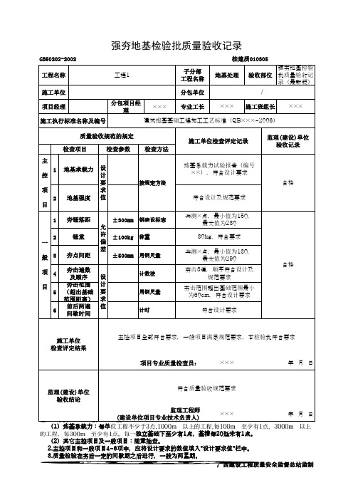 强夯地基检验批质量验收记录(最新版)