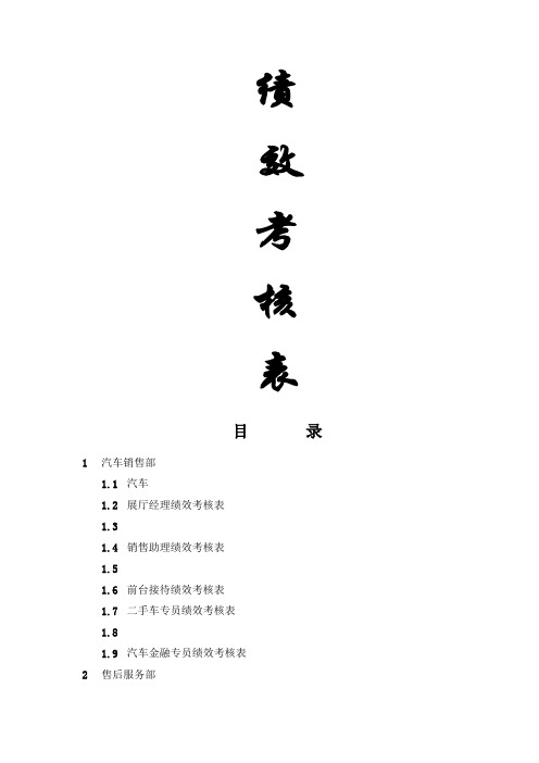 汽车公司岗位员工绩效考核表