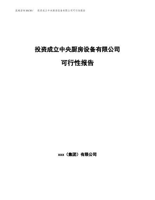 投资成立中央厨房设备有限公司可行性报告